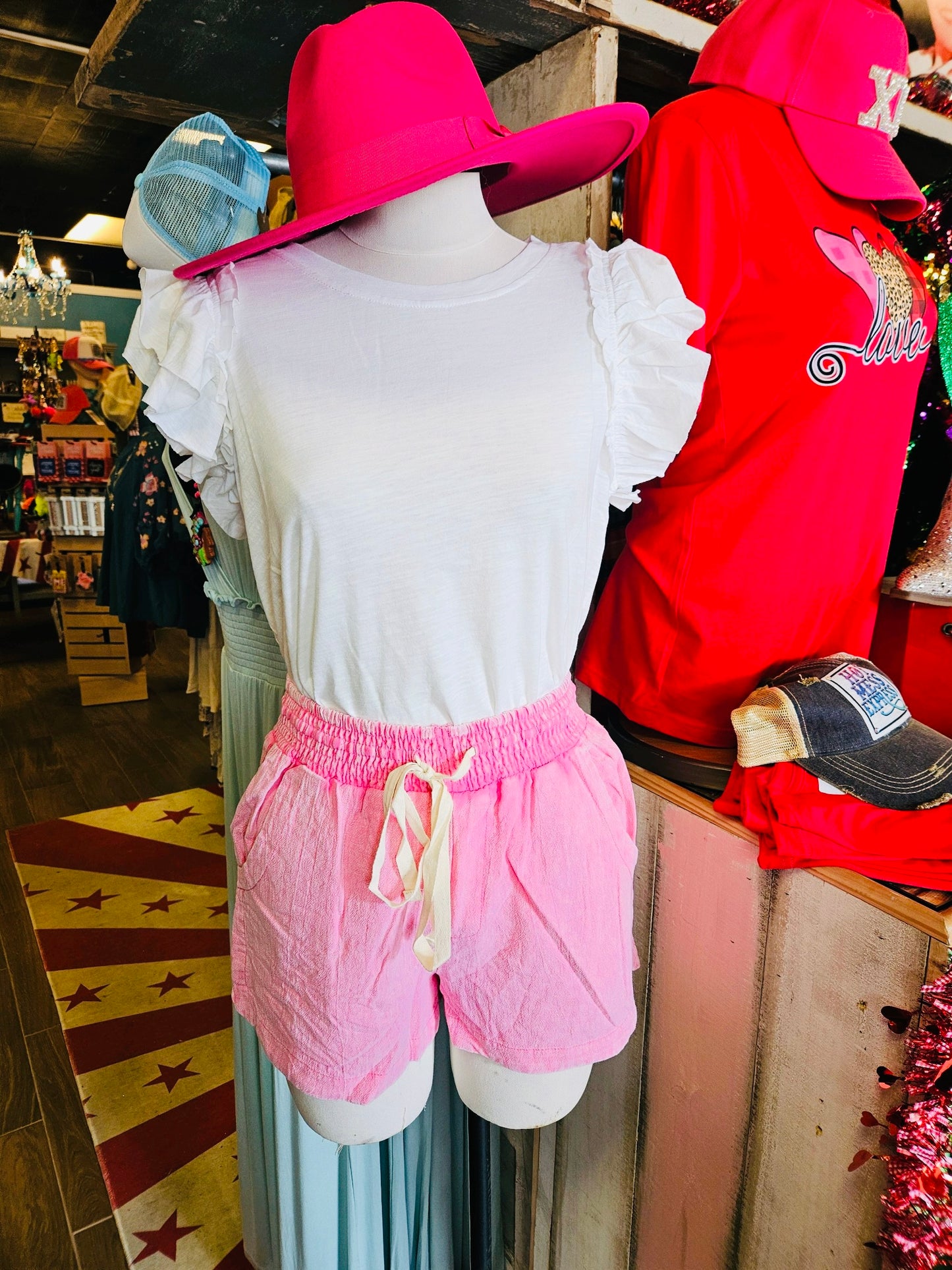 PAMELA PINK SLUB SHORTS