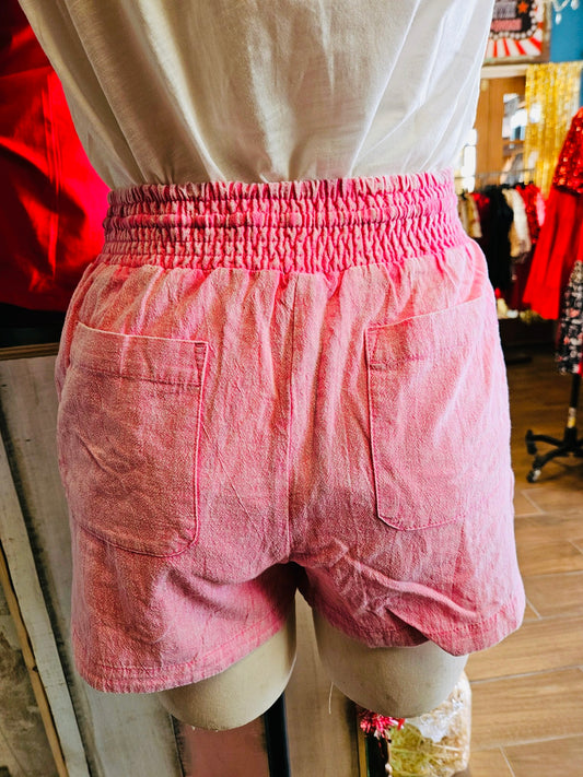 PAMELA PINK SLUB SHORTS