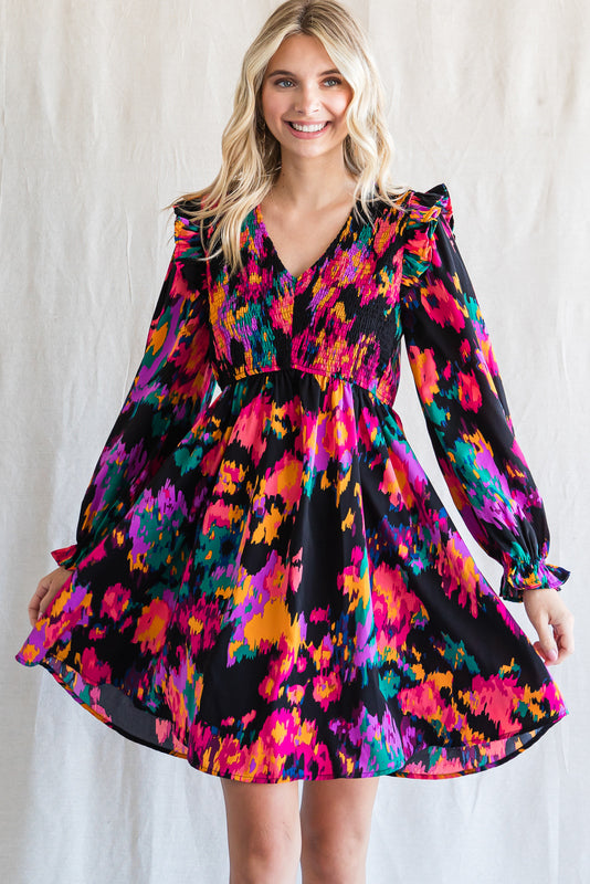 CASSIDY WATERCOLOR PRINT DRESS