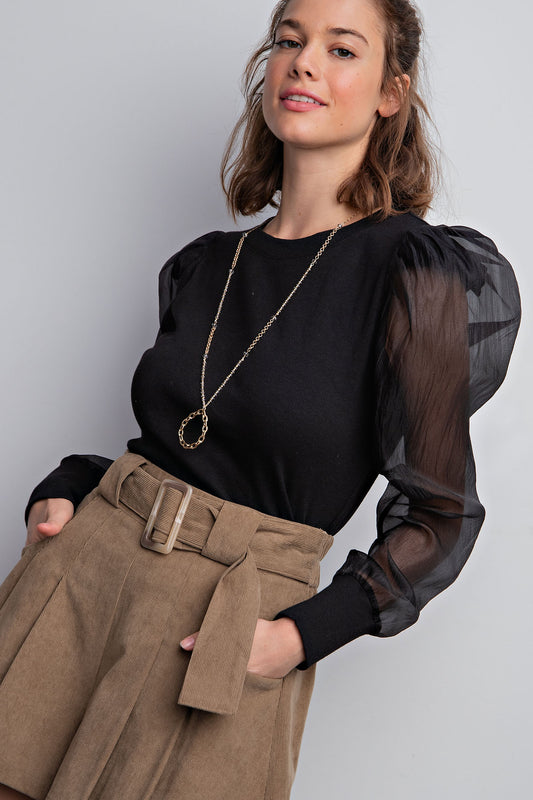 LUCY BLACK PUFF SLEEVE TOP