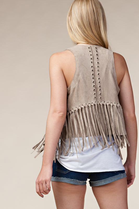 DESPARADO TAUPE FRINGE VEST