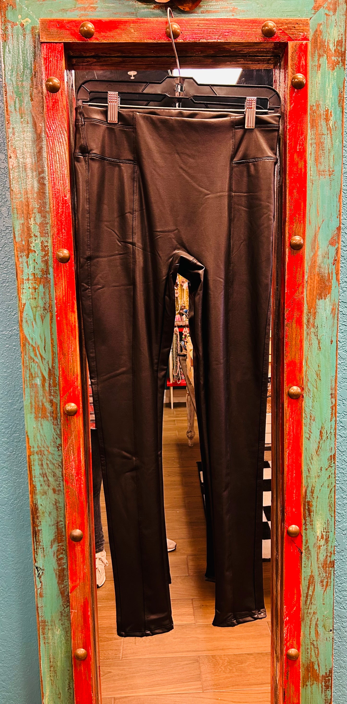 STEVIE FAUX LEATHER BLK LEGGINGS