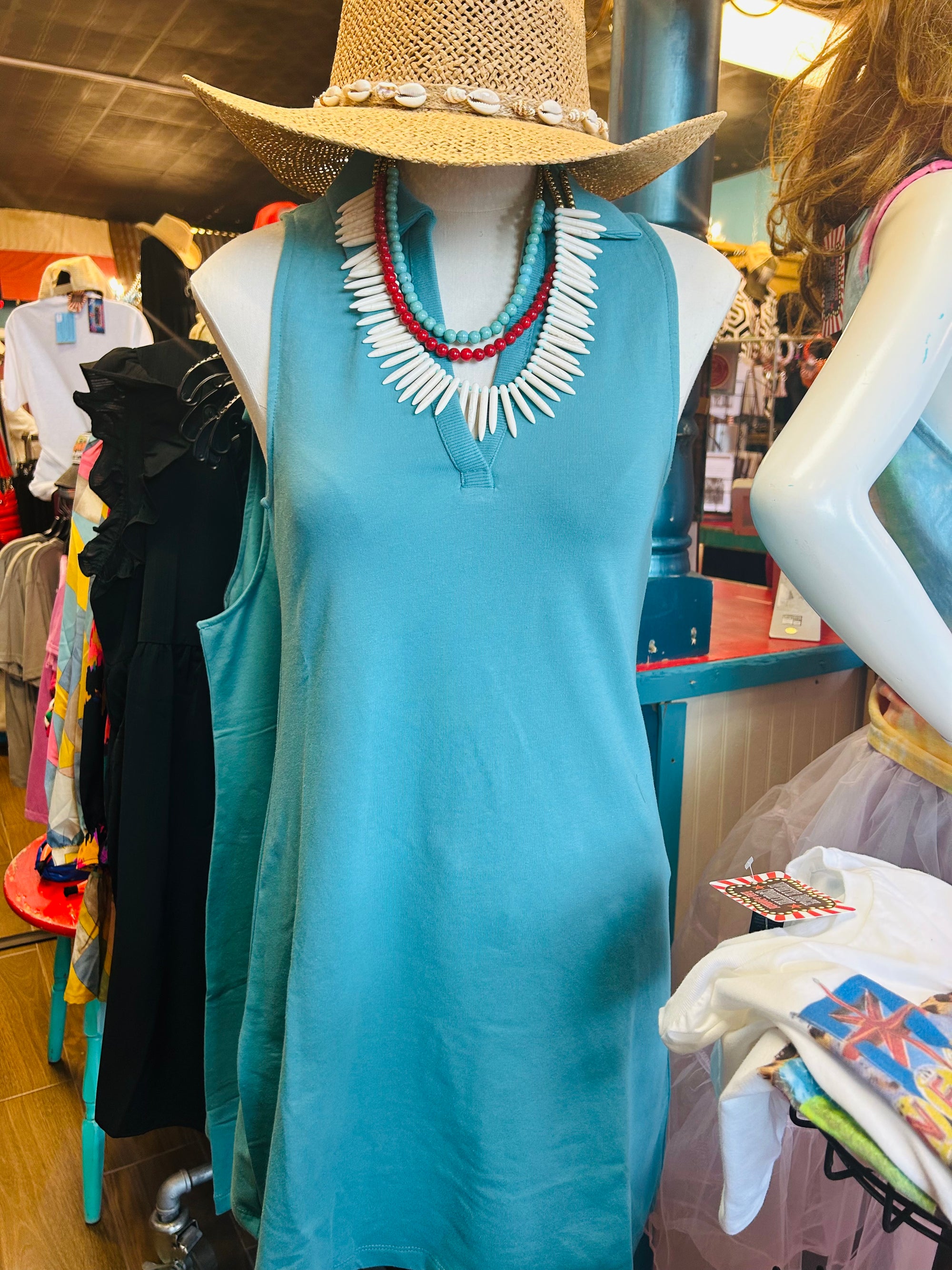 TOMMIE TEAL POLO TANK DRESS