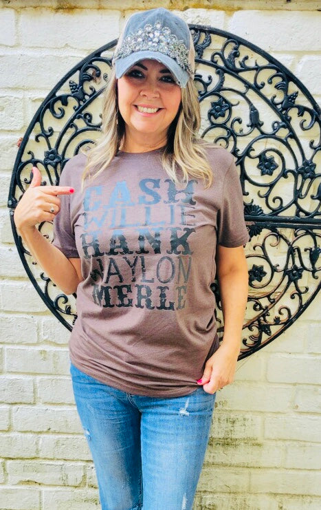 Cash Willie Hank Waylon Merle Tee shirt