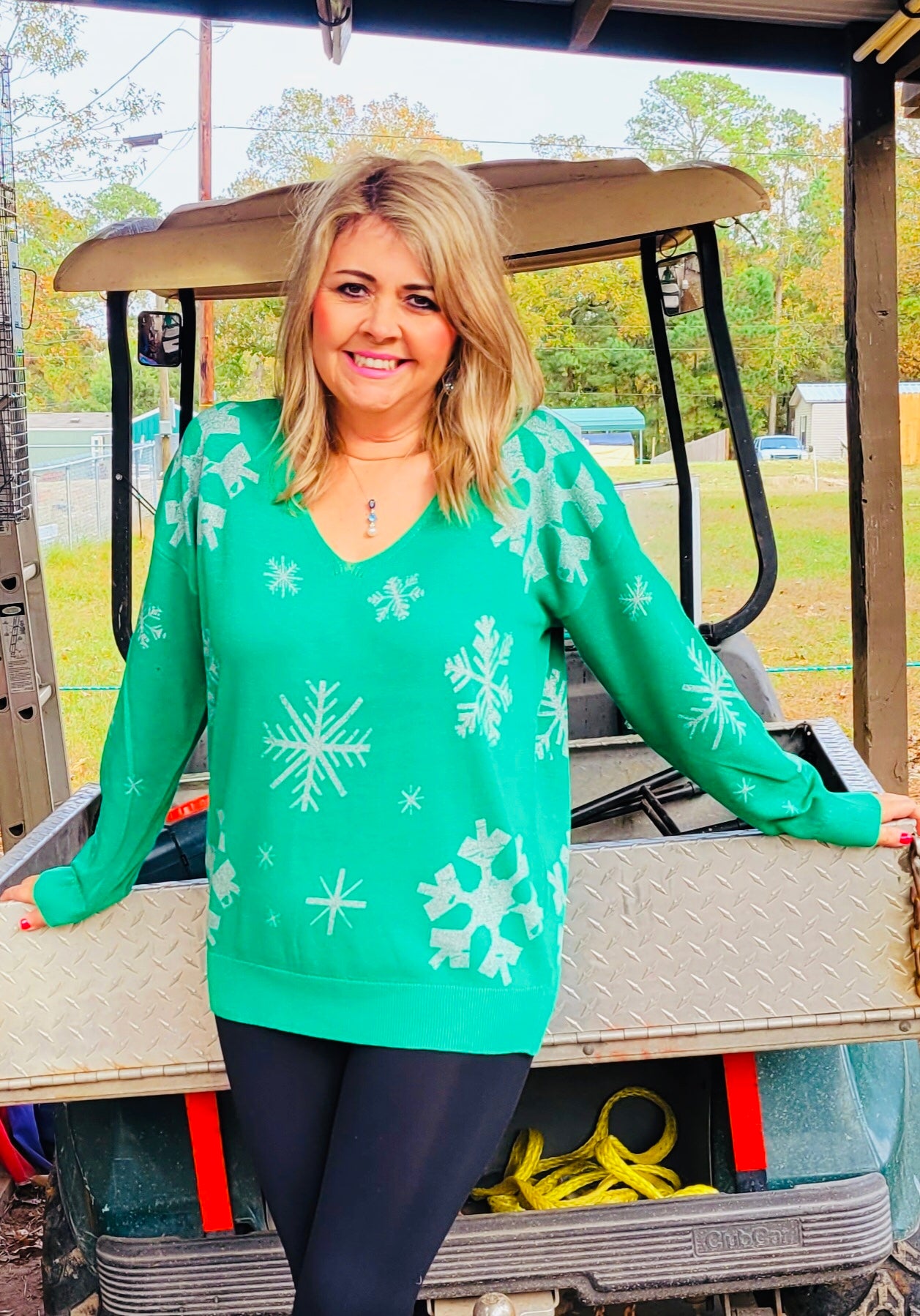 Green Snowflake Sweater