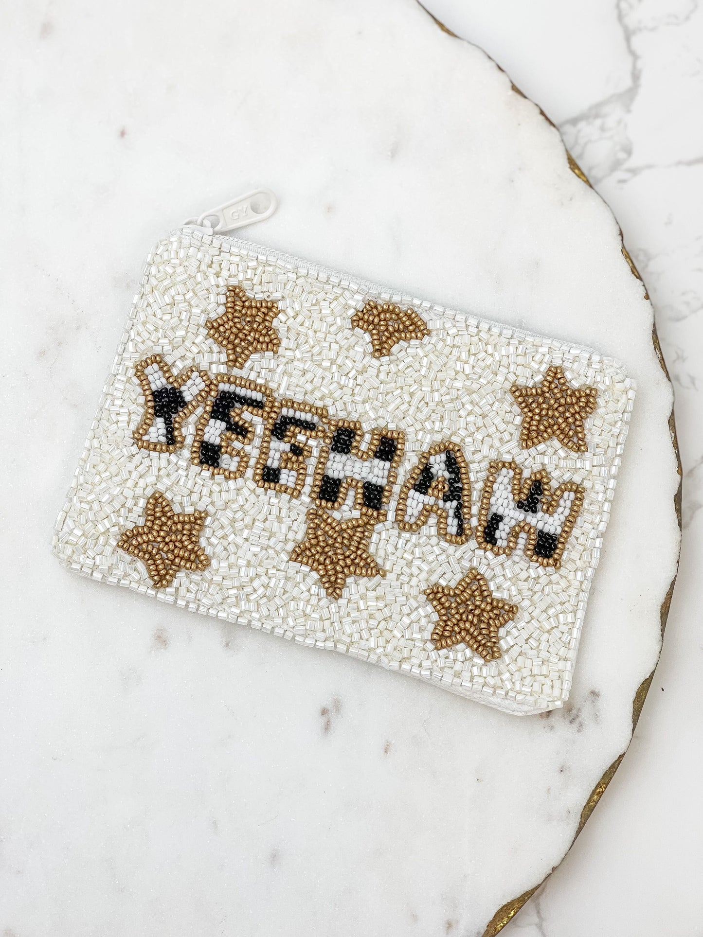 "Yeehaw" Starred Beaded Zip Pouch
