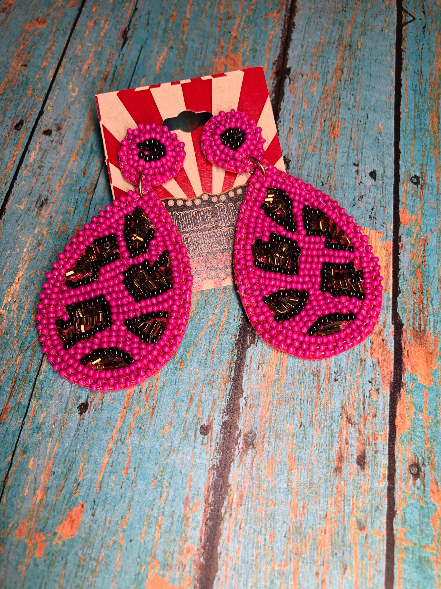 Hot Pink Beaded Earrings