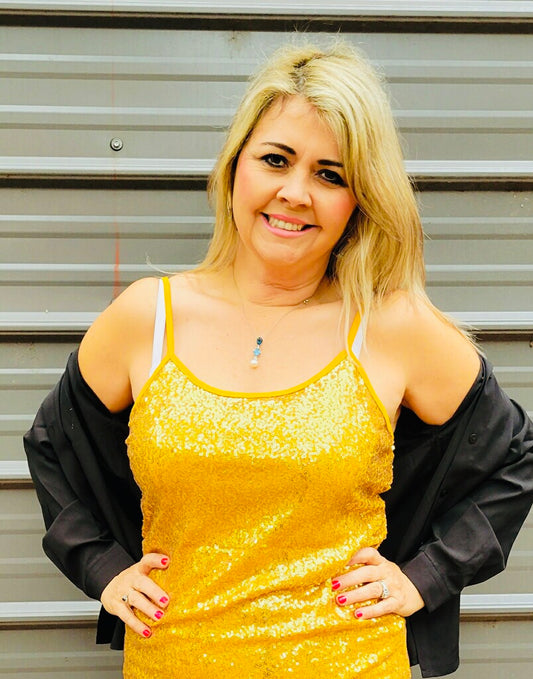 Gold Sequin Tank Top