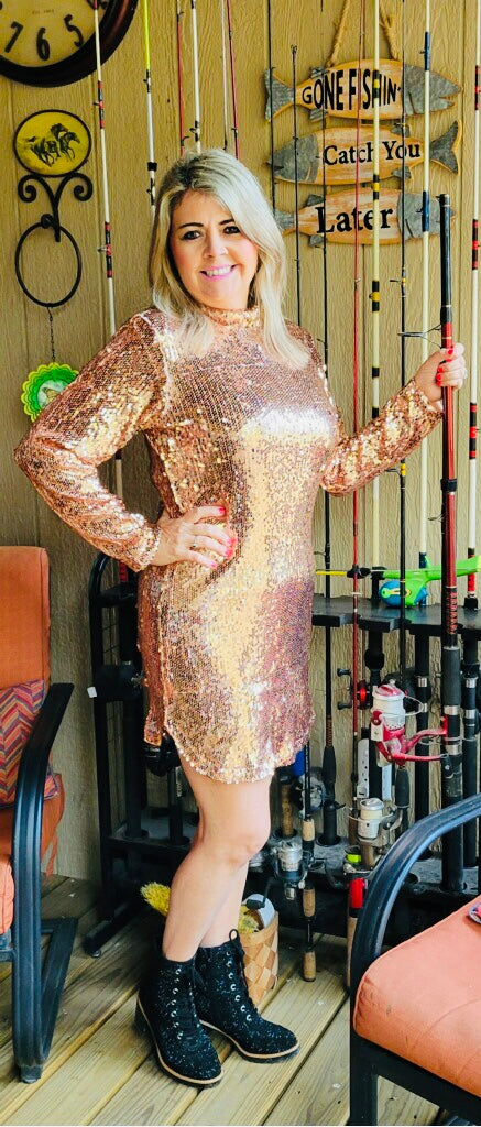 Rose Gold Sequin Party Dress