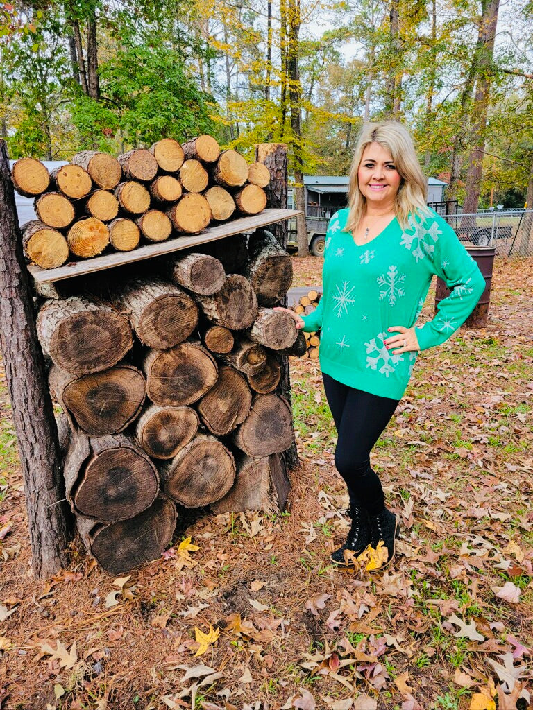 Green Snowflake Sweater