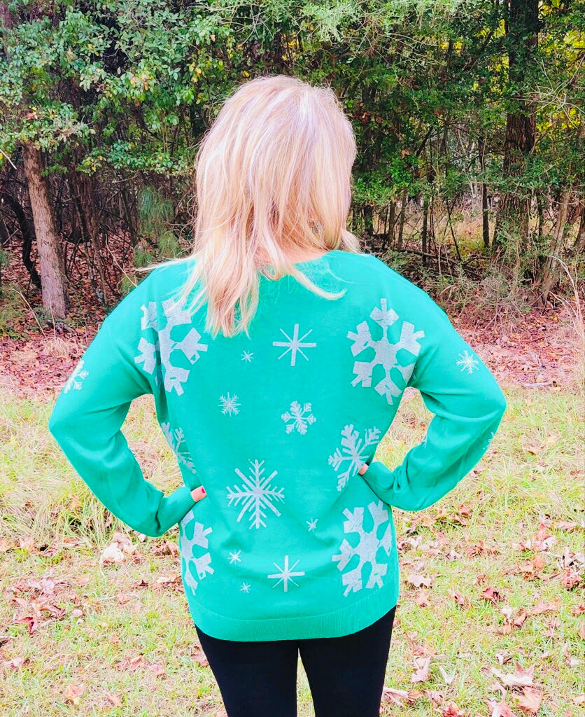 Green Snowflake Sweater