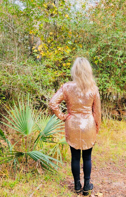 Rose Gold Sequin Party Dress