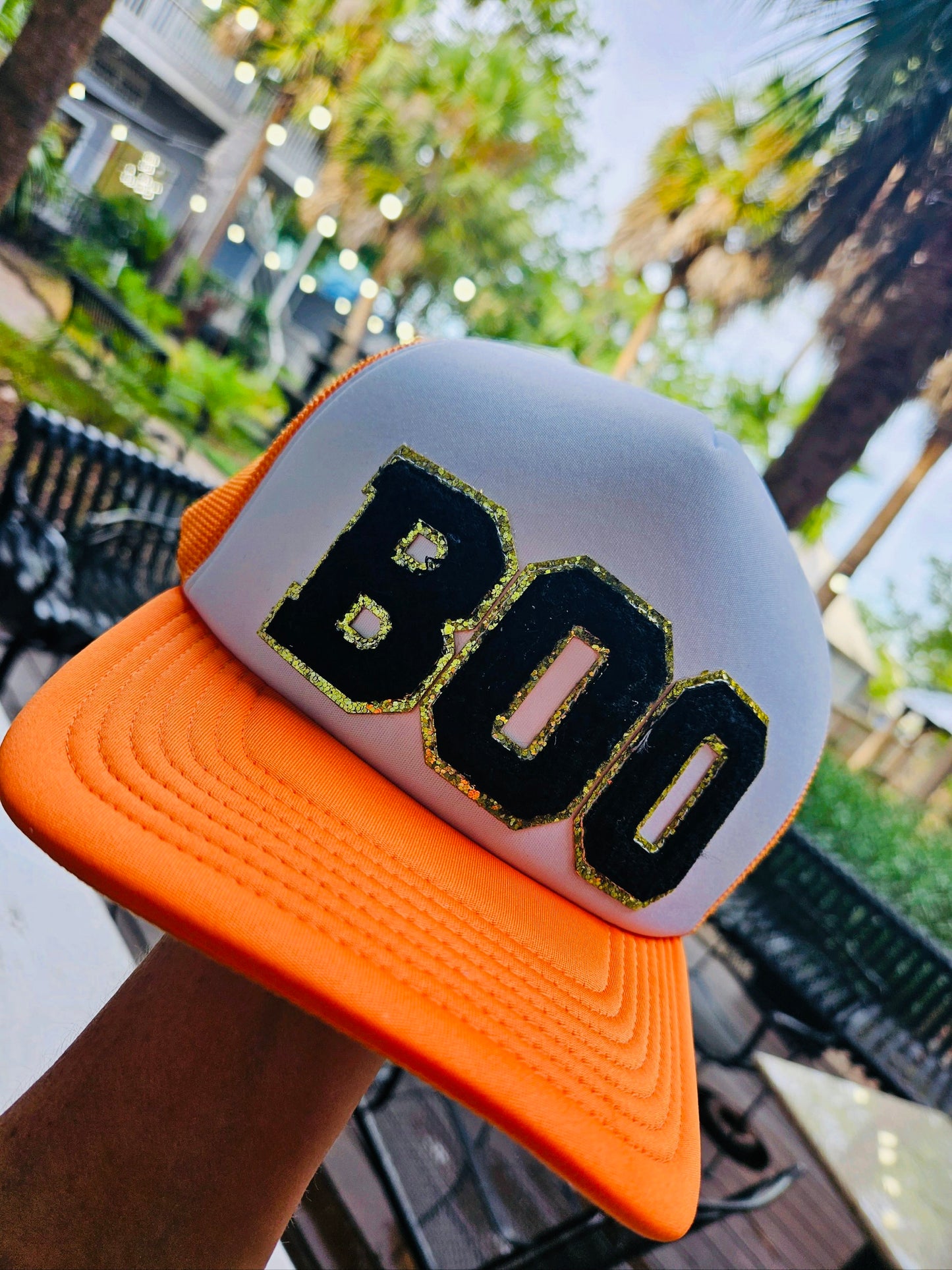 BOO ORANGE & BLACK CAP