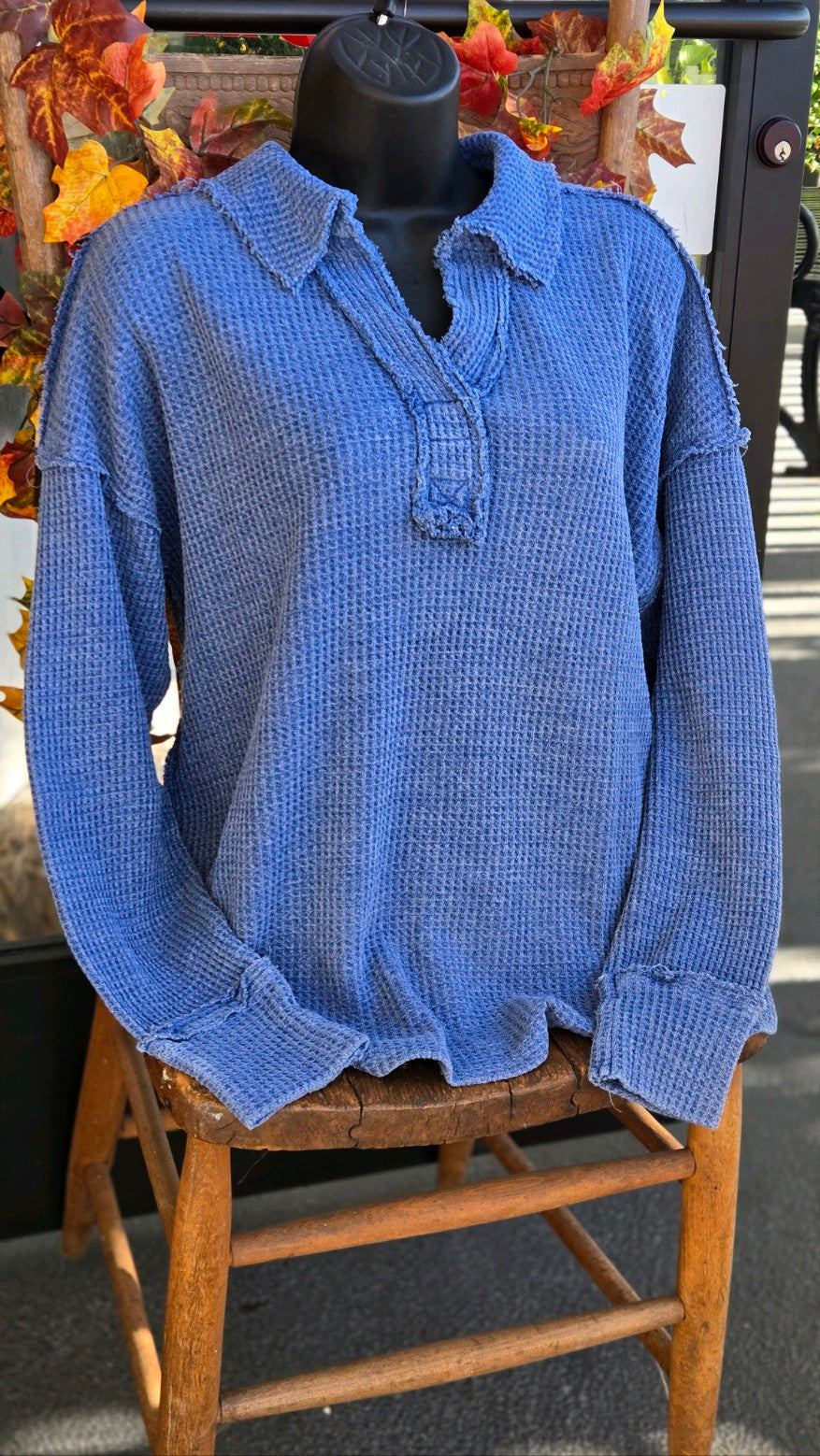 WAFFLE POLO SWEATSHIRT