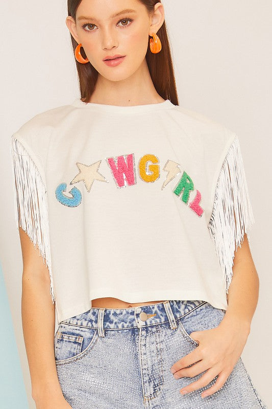 HAPPY COWGIRL FRINGE TOP