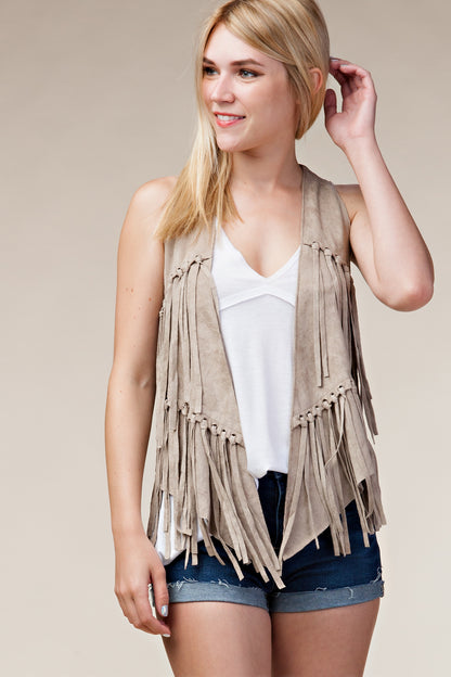 DESPARADO TAUPE FRINGE VEST