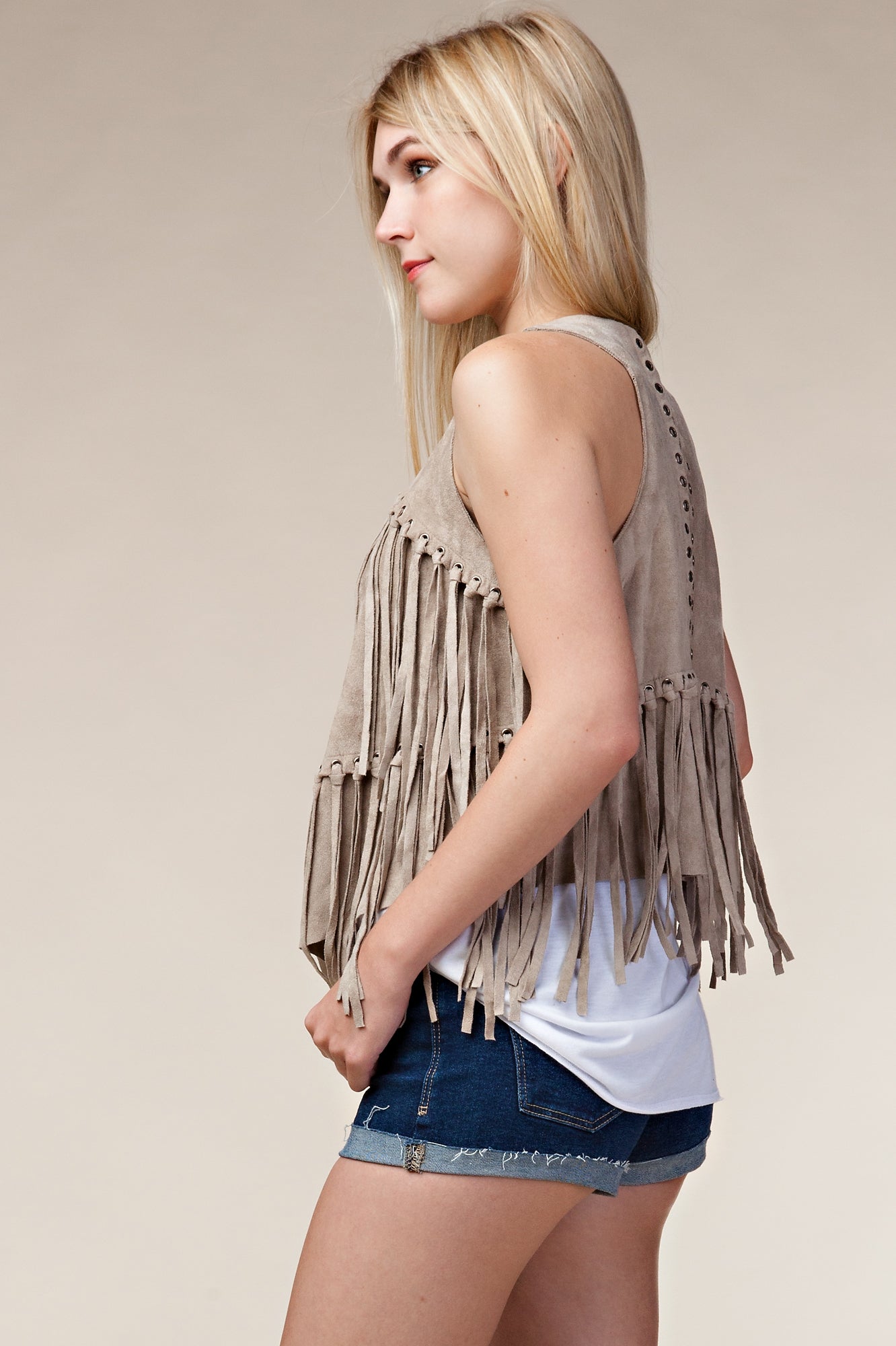 DESPARADO TAUPE FRINGE VEST