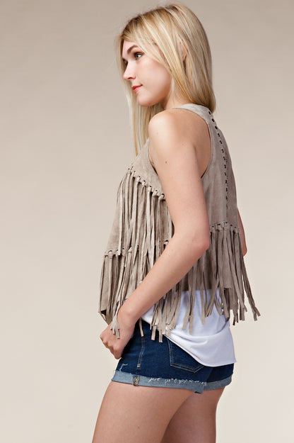 DESPARADO TAUPE FRINGE VEST