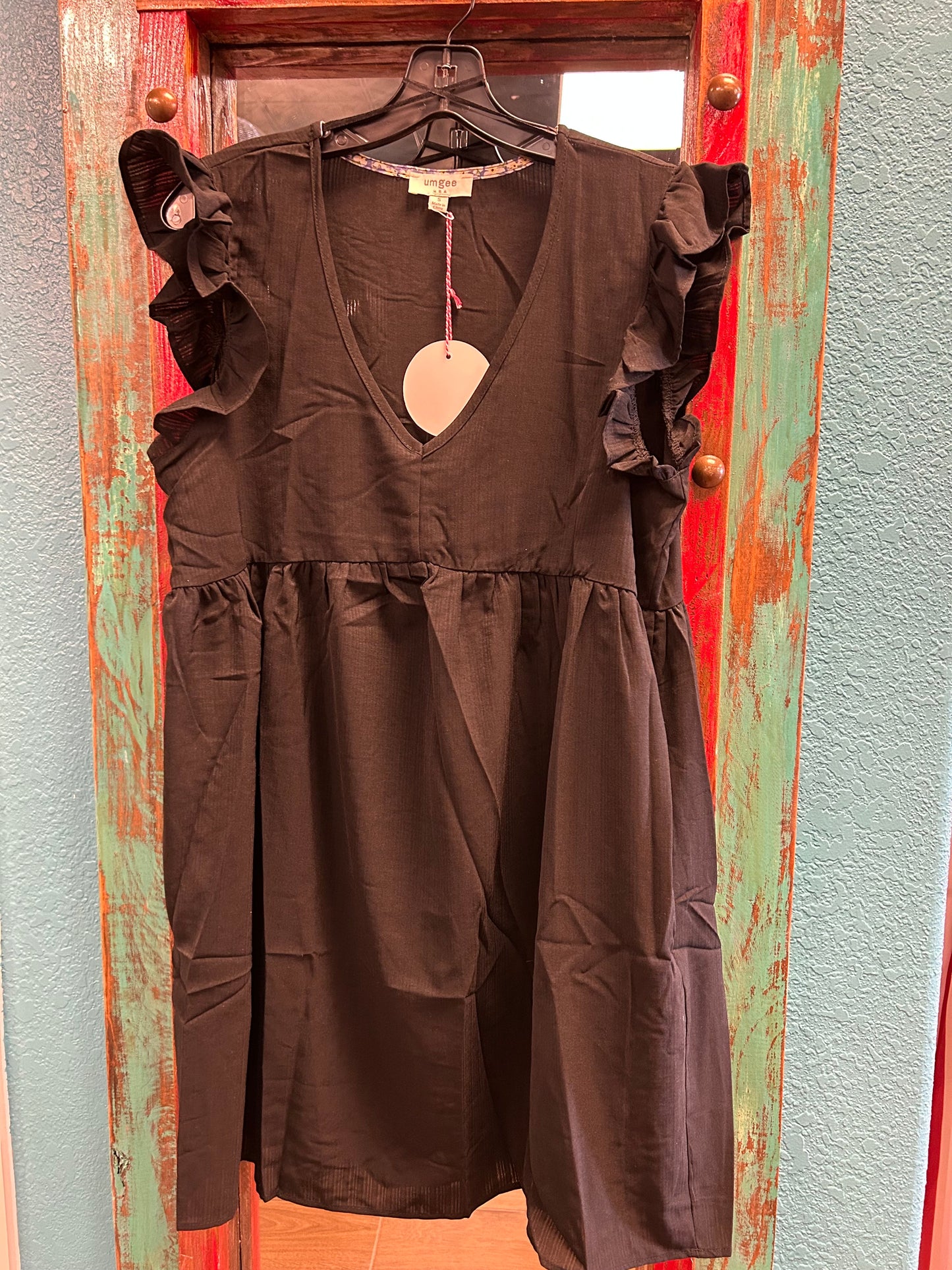 KAREN BLACK RUFFLE DRESS
