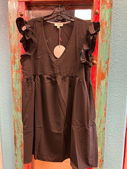 KAREN BLACK RUFFLE DRESS