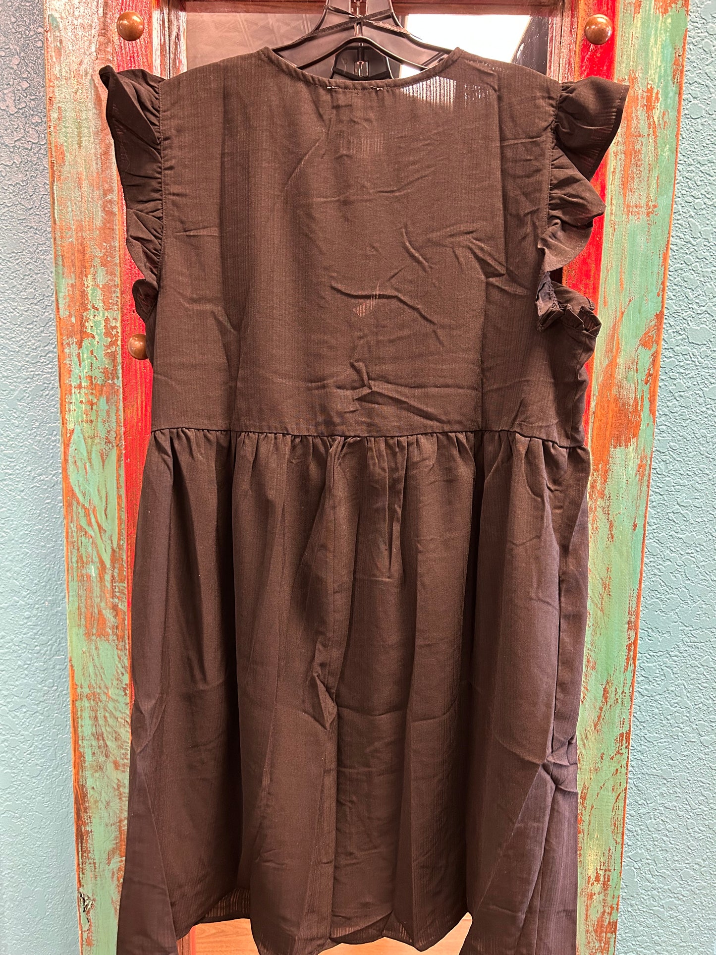 KAREN BLACK RUFFLE DRESS