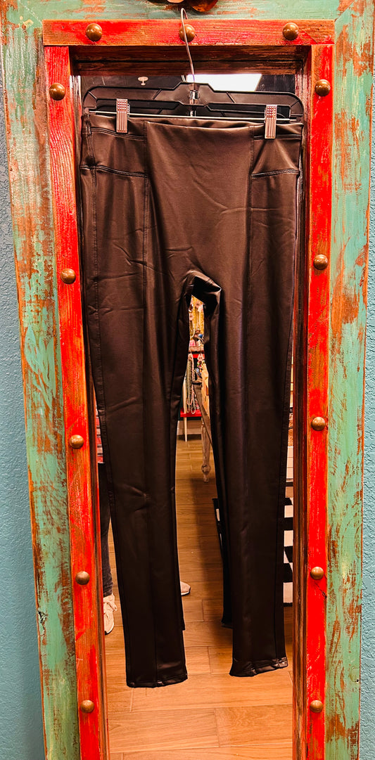 STEVIE FAUX LEATHER BLK LEGGINGS