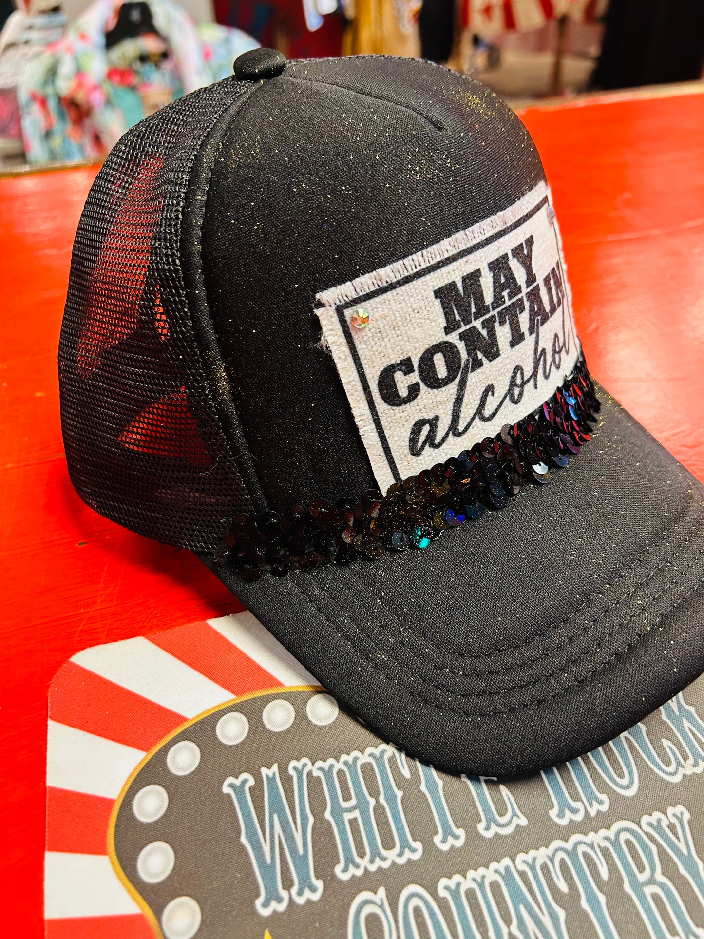 MAY CONTAIN ALCOHOL TRUCKER CAP