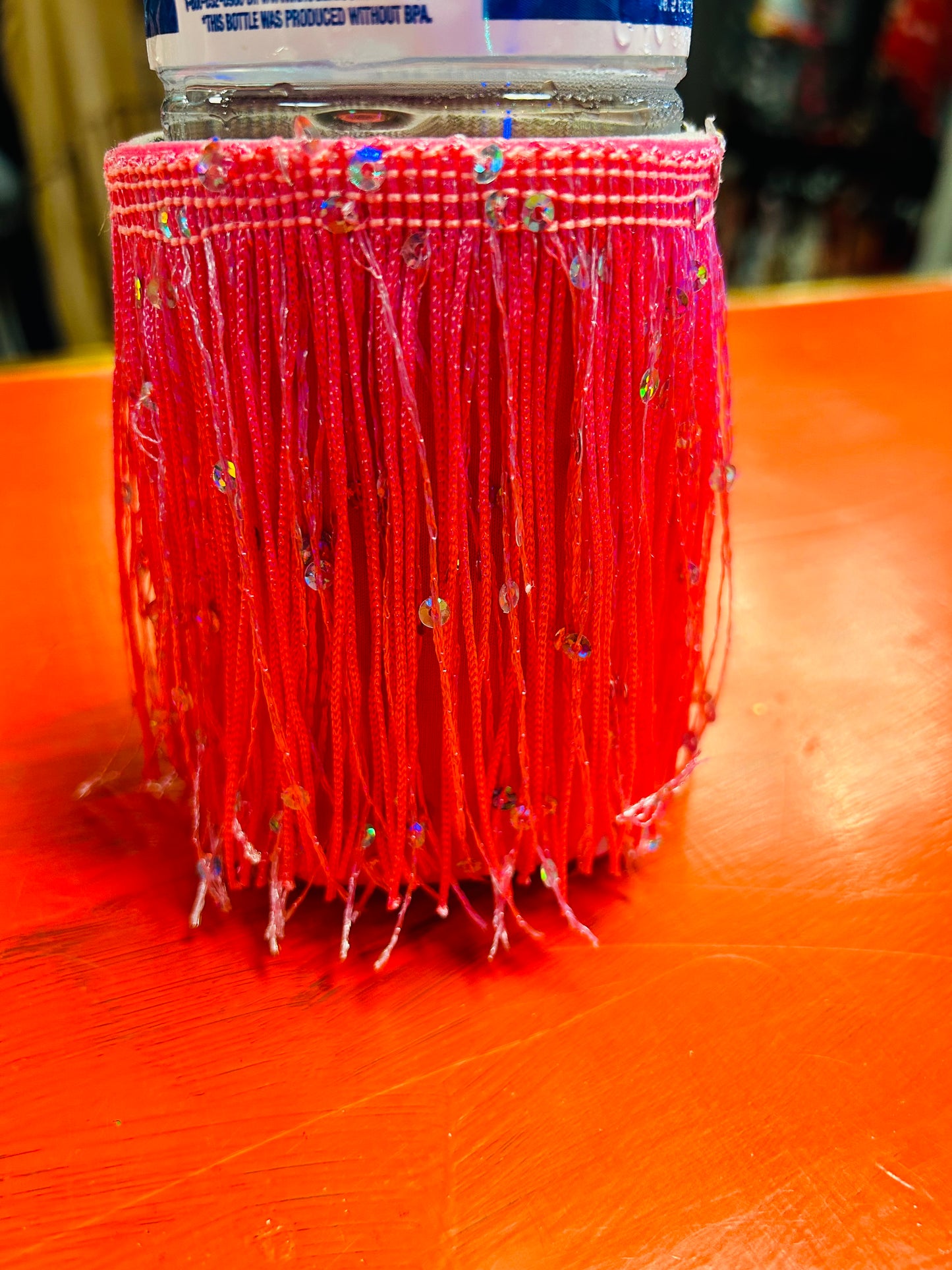 PINK FRINGE KOOZIE
