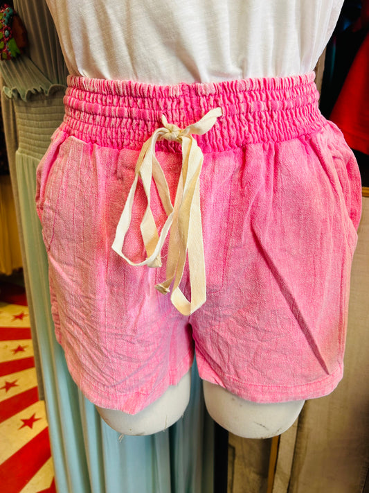 PAMELA PINK SLUB SHORTS