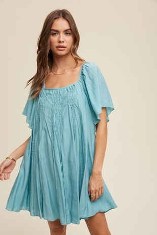 AQUA BABY DOLL DRESS