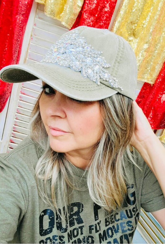 Olive Crystal Cap