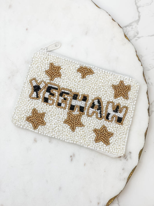 "Yeehaw" Starred Beaded Zip Pouch