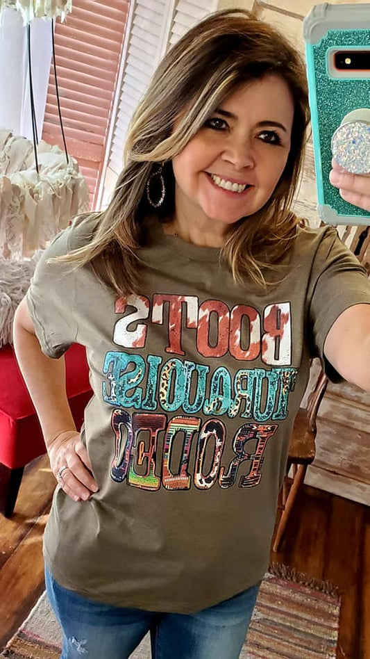BOOTS TURQUOISE RODEO TEE