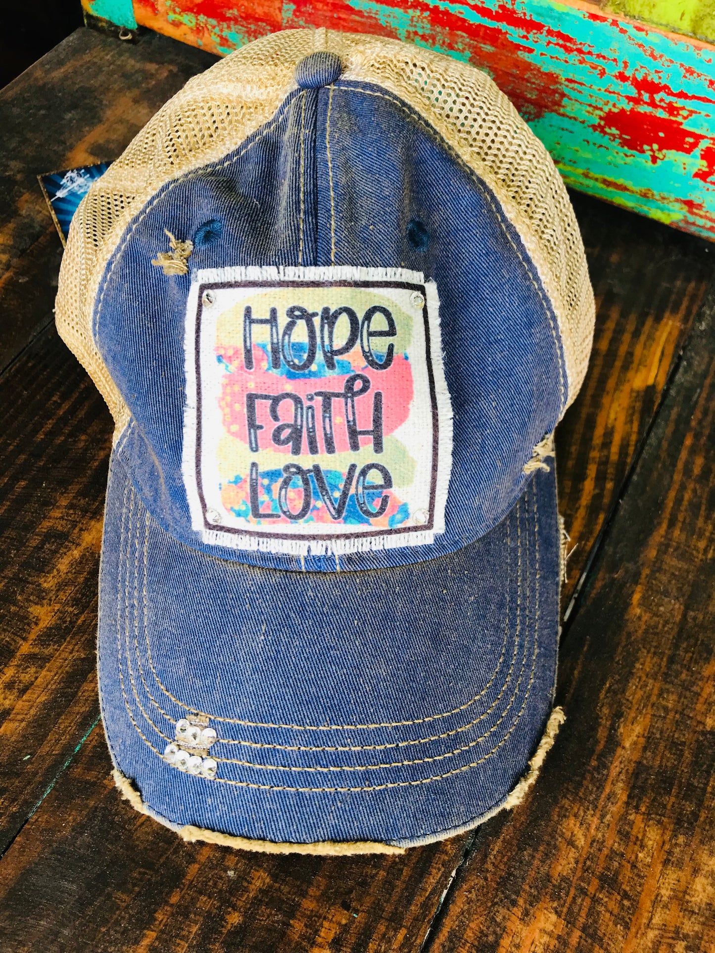 Hope Faith Love Bling Baseball Cap