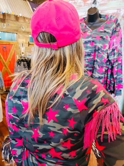Hot Pink Rhinestone Baseball Cap