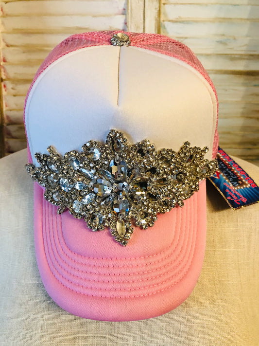 Pink rhinestone Bling baseball Cap