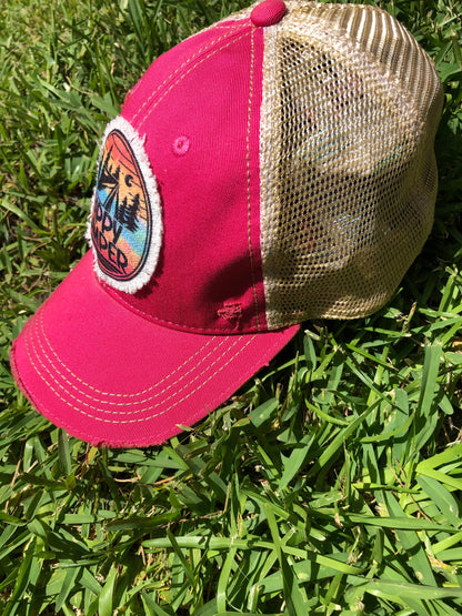Happy Camper Pink Baseball Cap