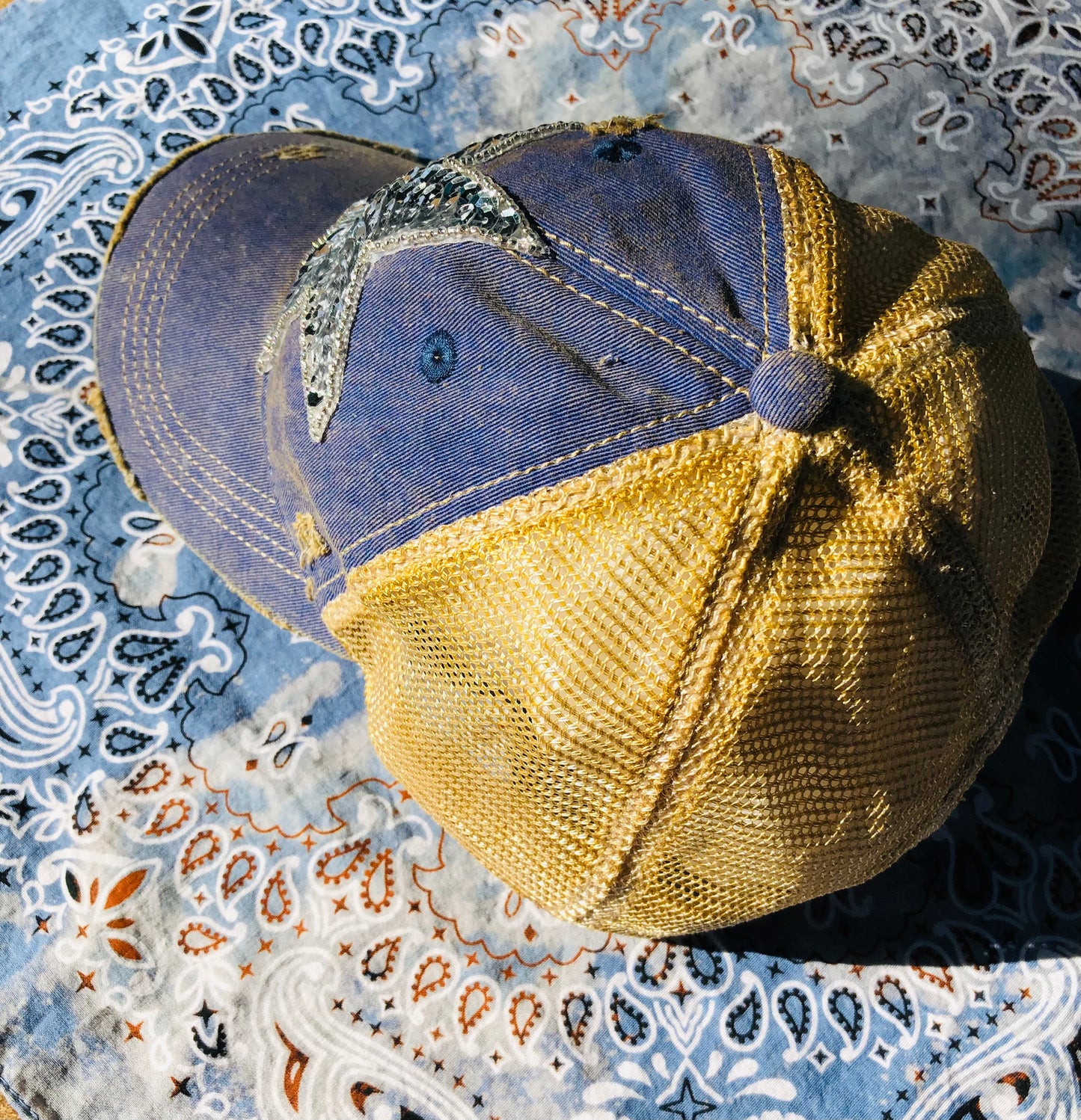 SILVER BLING STAR BASEBALL CAP