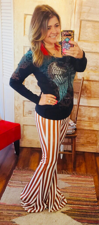 BROWN + WHITE STRIPE FLAIRS
