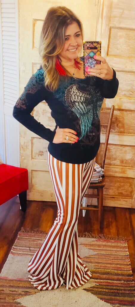 BROWN + WHITE STRIPE FLAIRS