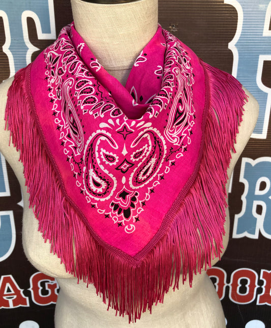 HOT PINK FRINGE SCARF BANDANA