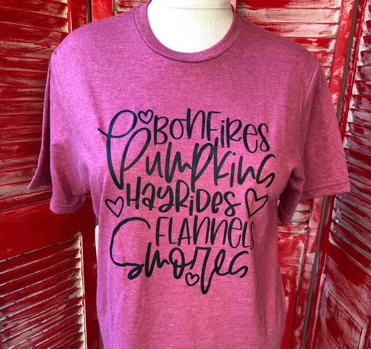 BONFIRES PUMPKINS HAYRIDES TEE