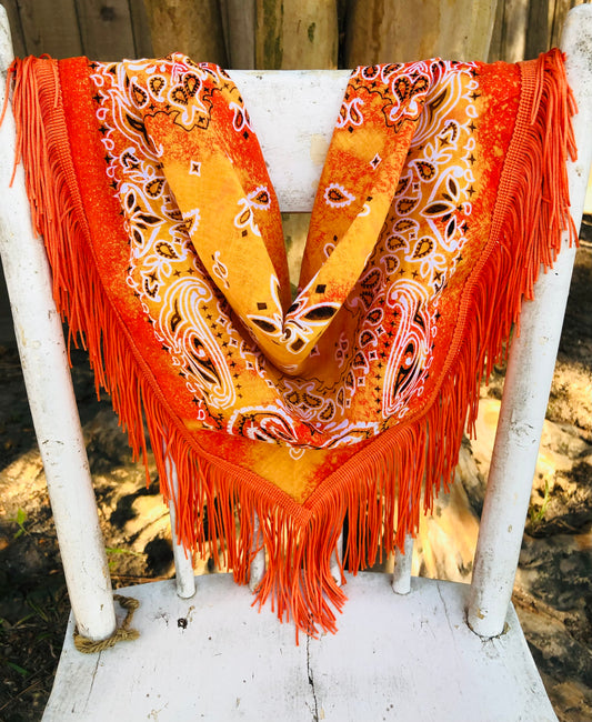 ORANGE FRINGE SCARF BANDANA