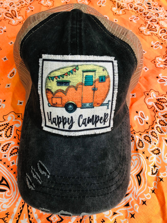 Black Happy Camper Cap
