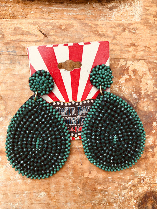 Emerald Green Beaded Earrings