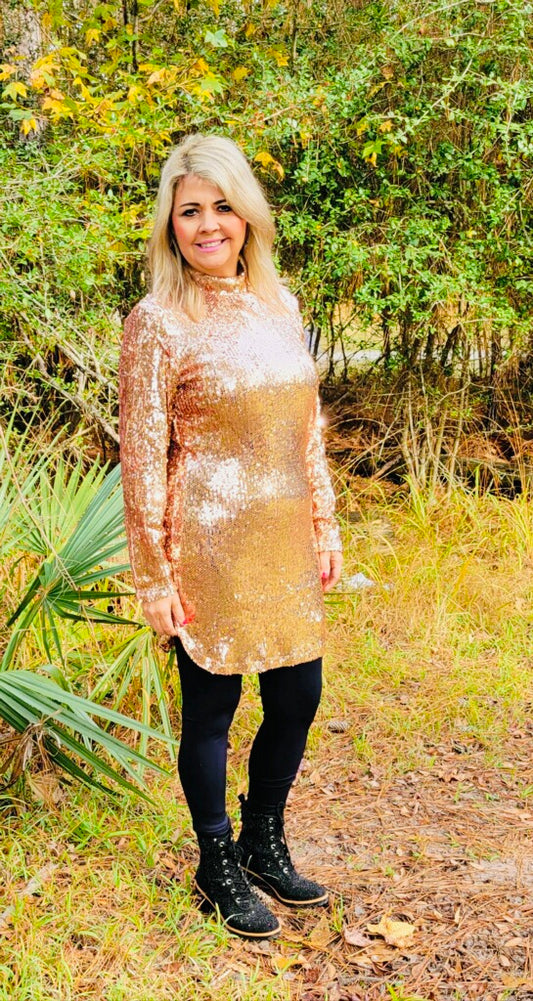 Rose Gold Sequin Party  Dress