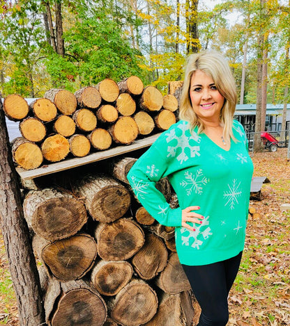 Green Snowflake Sweater