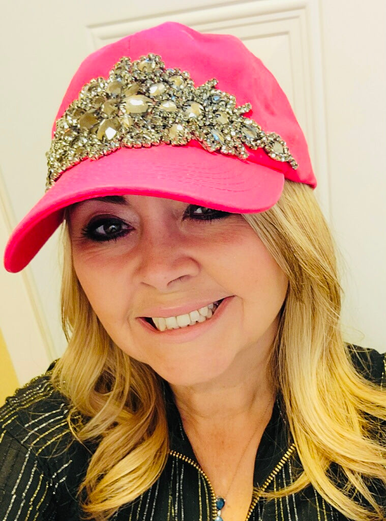 Hot Pink Rhinestone Baseball Cap