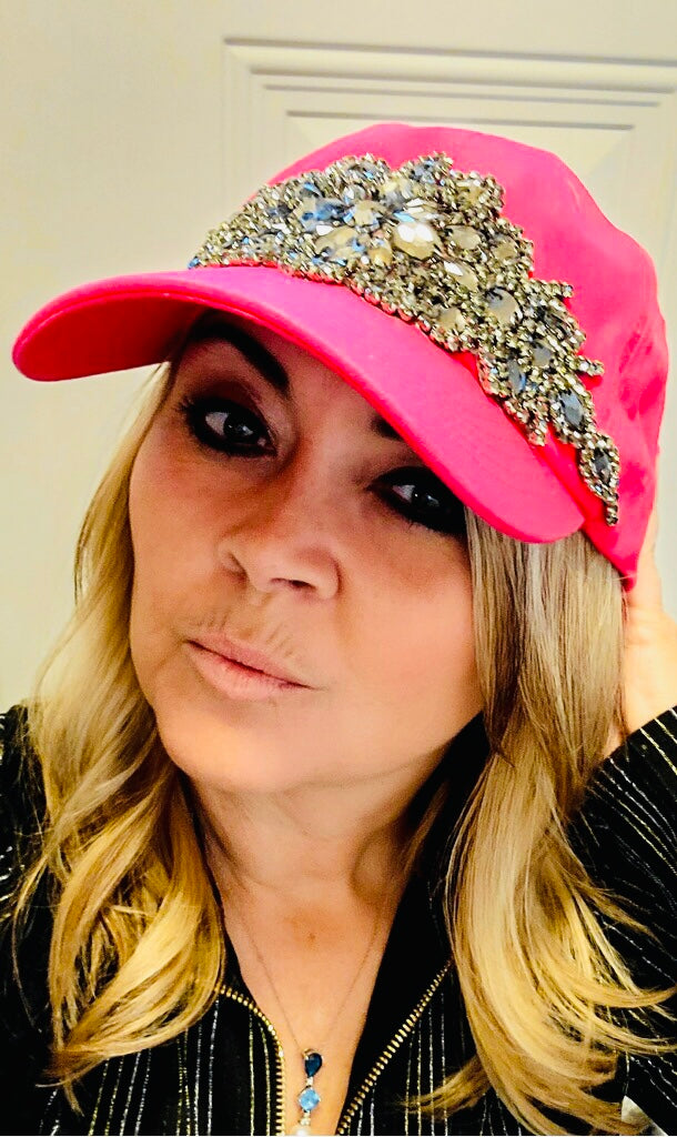 Hot Pink Rhinestone Baseball Cap